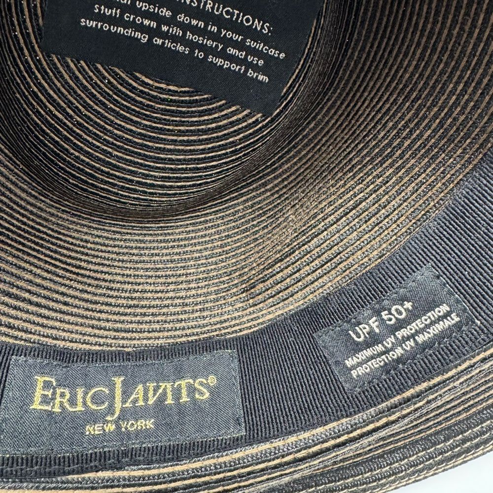 Eric Javits SquisheeStraw Fedora Hat – Leopard Print Band – Packable – UPF 50+ - Picture 7 of 9